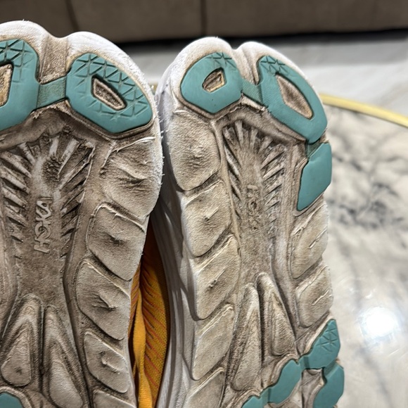 Hoka Vibrant Pink and Gold Athletic Shoes - Picture 7 of 12